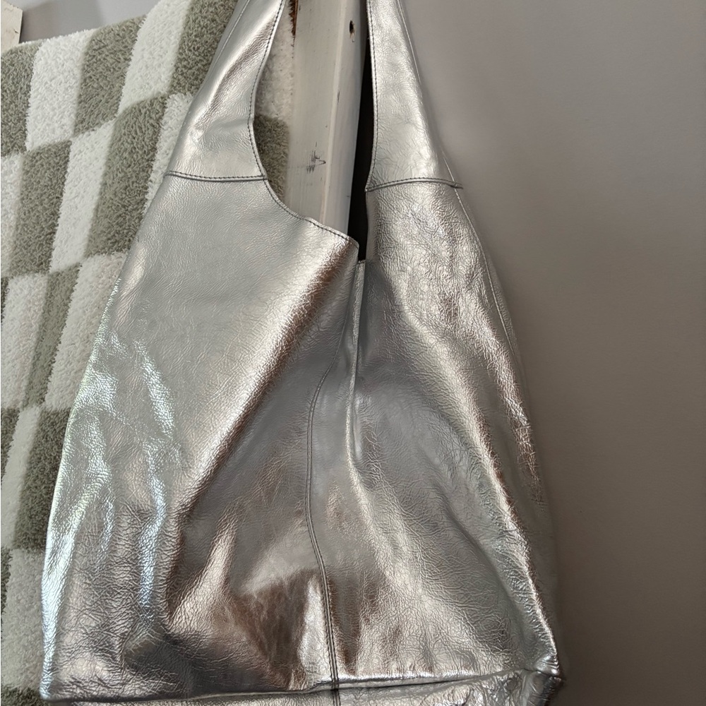 Leather Festival Metallic Large Hobo With Pouch - Picture 3 of 6